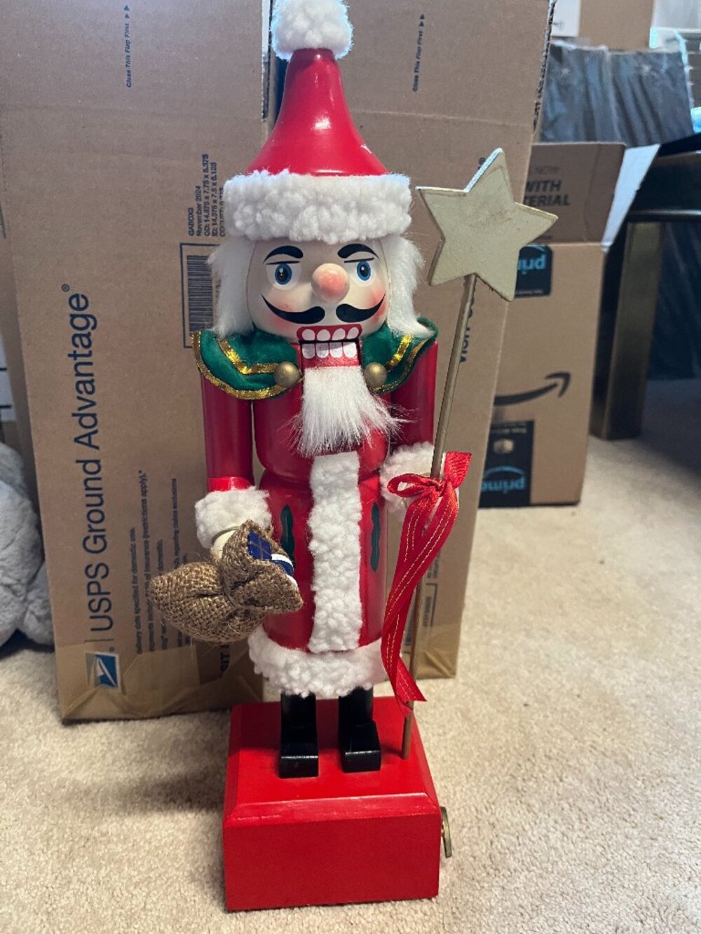 Vintage K&K Nutcracker Music Box Jingle Bells Star Staff  🎄
